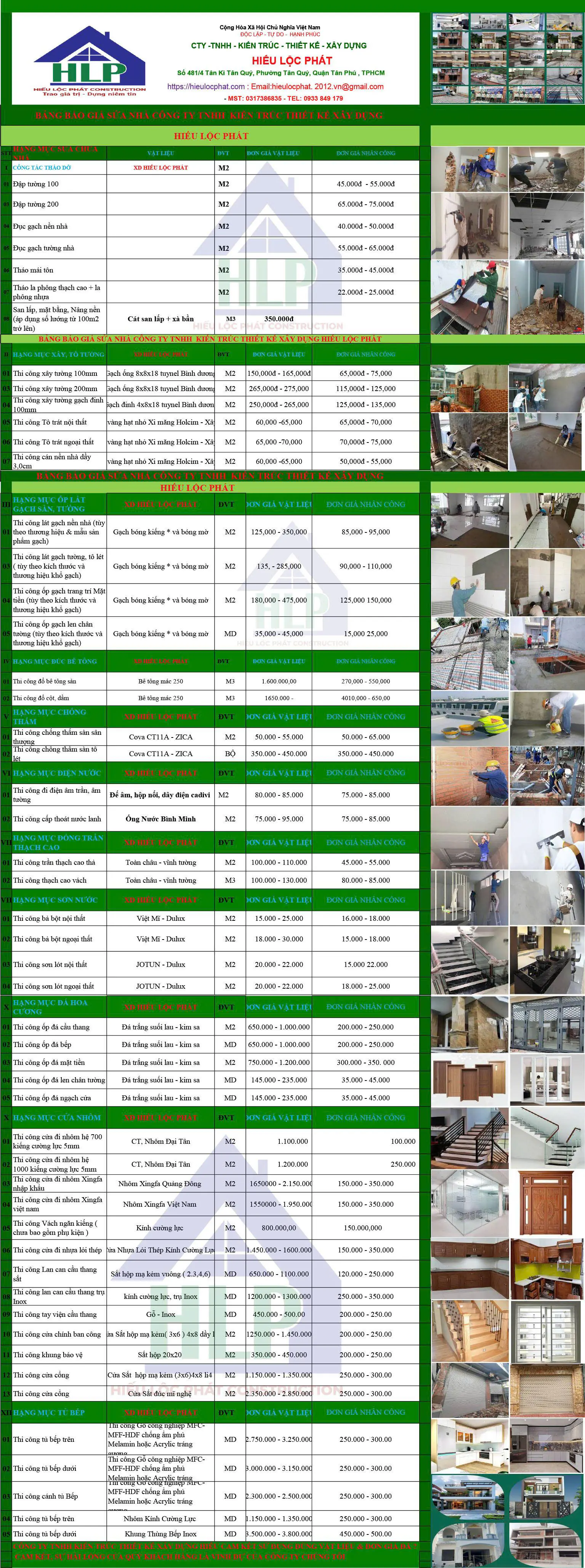 báo giá sửa nhà