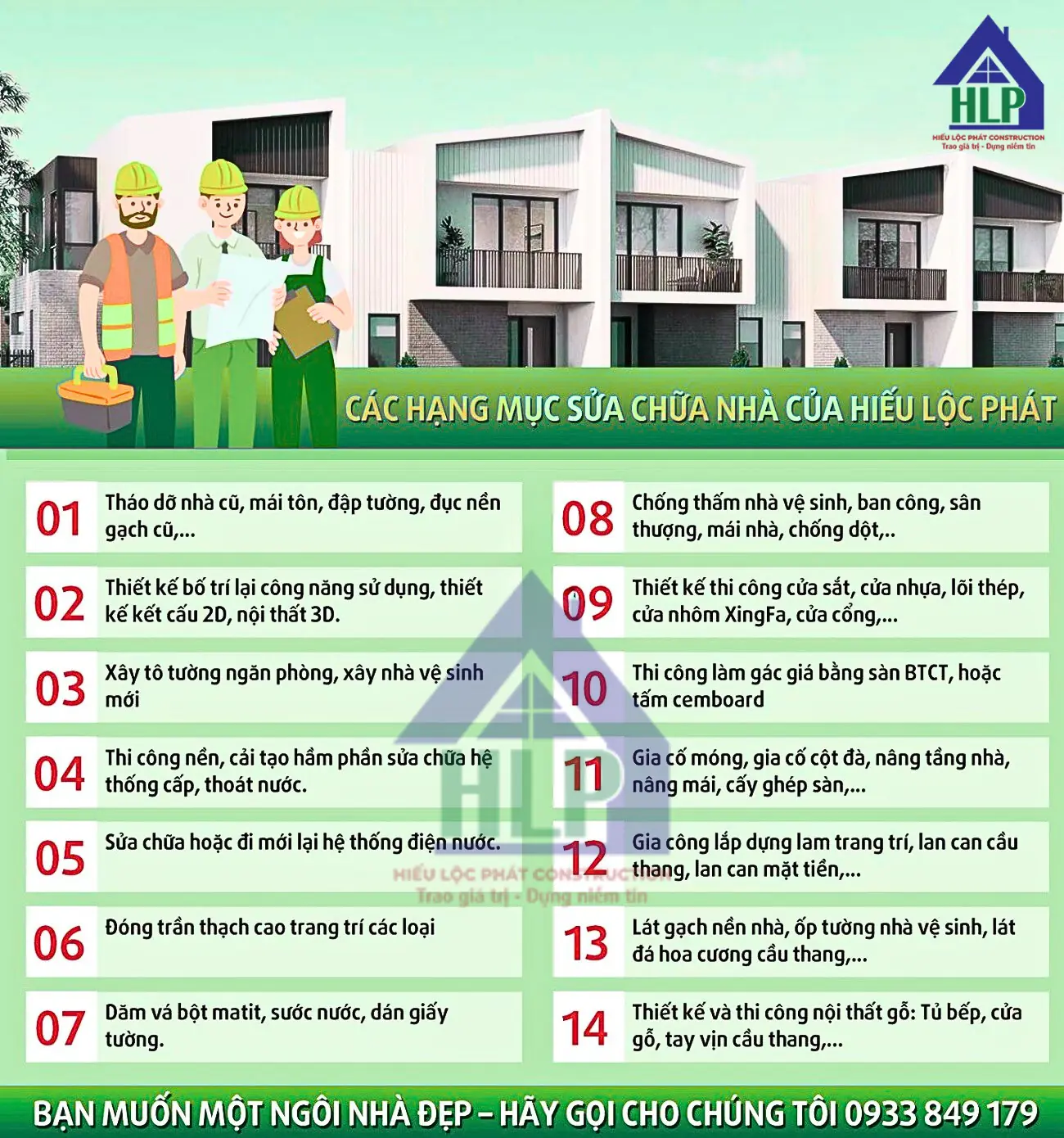 Hạng mục sửa nhà giá rẻ trọn gói tại Hiếu Lộc Phát